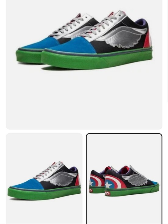 Marvel Other - Marvel Men's Low-Top Sneakers in Blue, Green & Silver with Red Accents